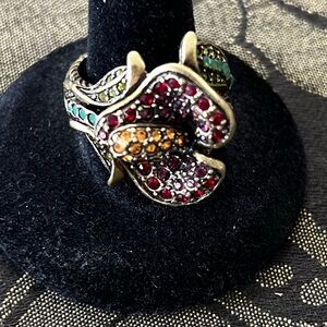 Vintage Heidi Daus Size 10 Vintage Calla Lily Swarovski crystals Ring